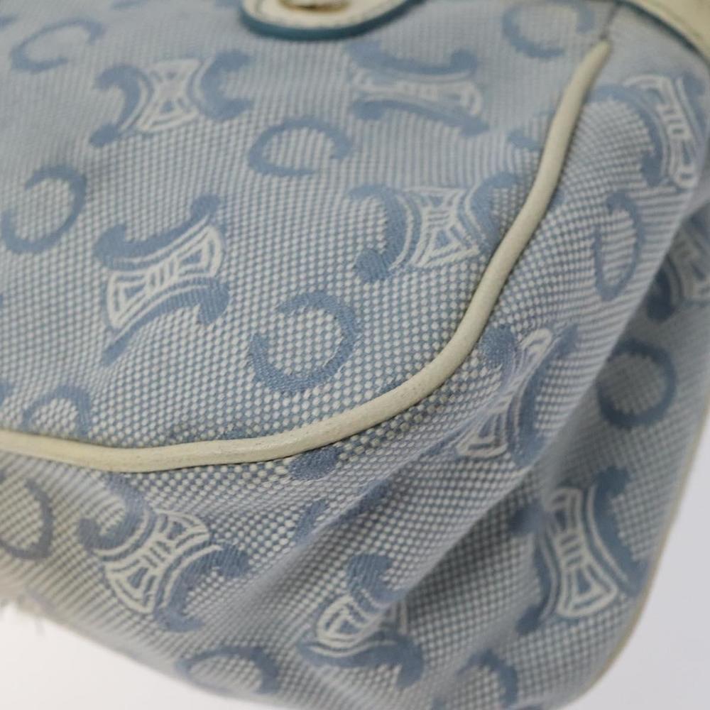 CELINE C Macadam Canvas Hand Bag Light Blue Gold Auth 121231 - Picture 15 of 16
